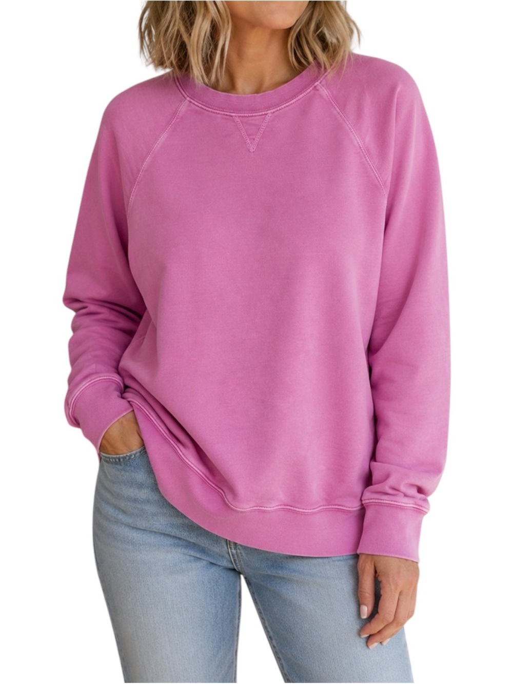 J.Crew Pink Garment-Dyed Crewneck Sweatshirt 100% Cotton Casual Classic Small